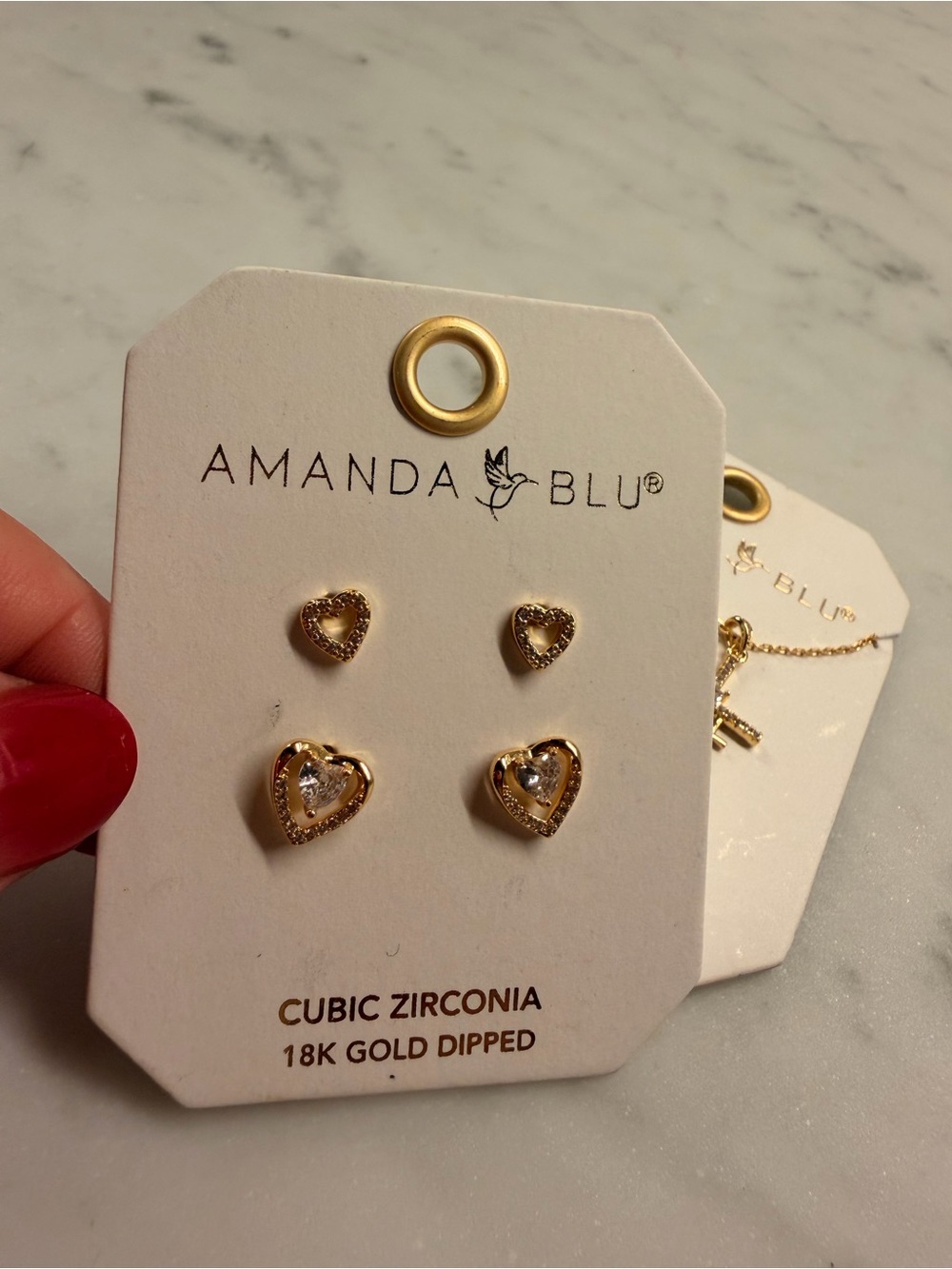 Amanda Blu Gold Heart Cubic Zirconia Stud Earrings - Gold